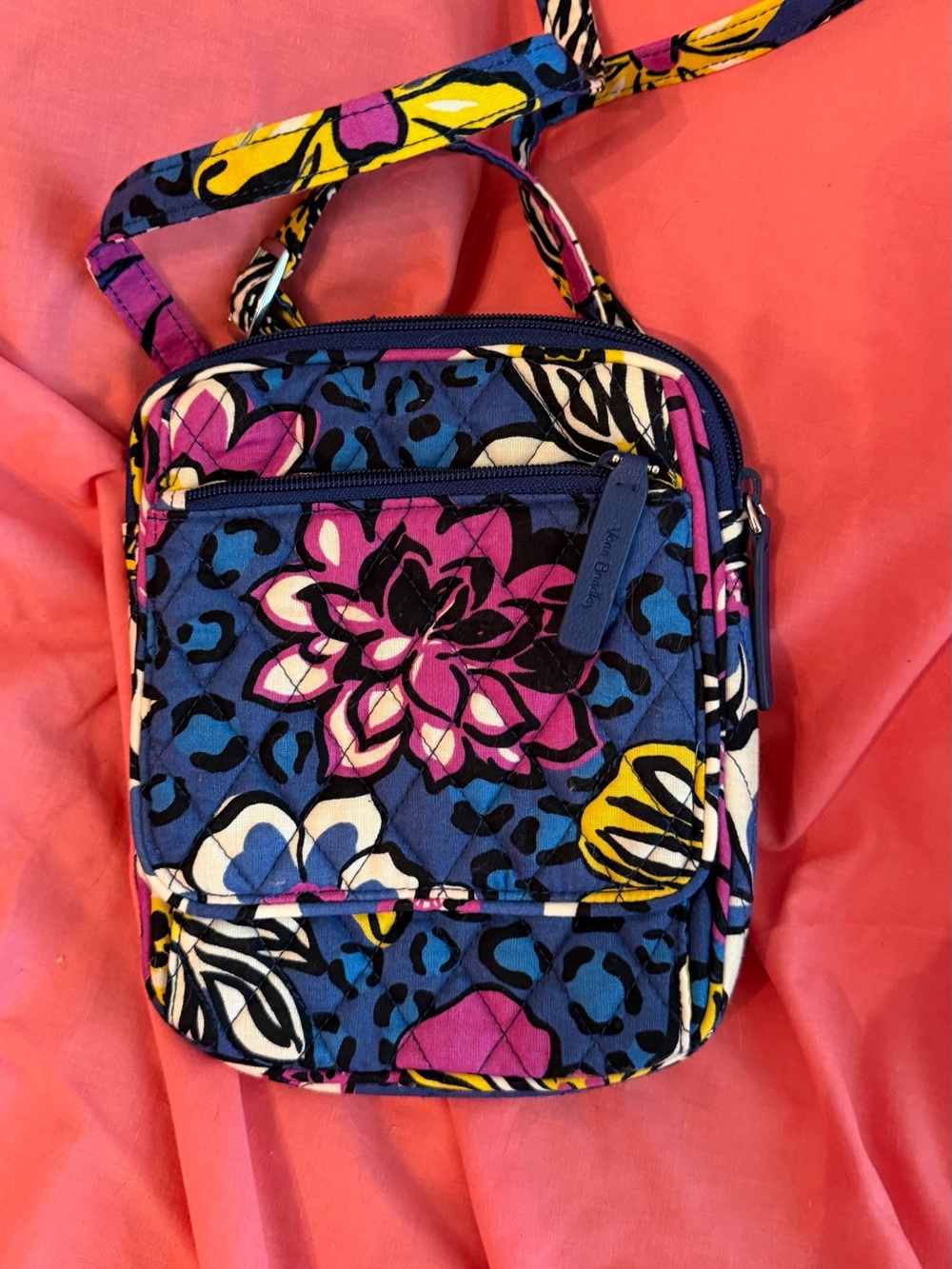 Vera Bradley Blue, Pink and Yellow Quilted Floral Crossbody